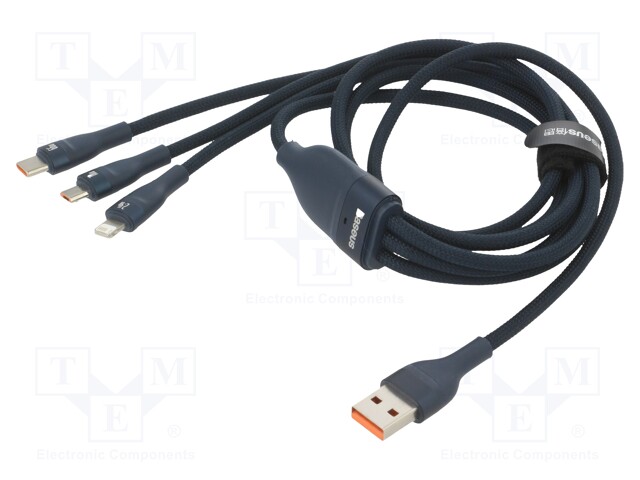 Cable; USB 2.0; 1.2m; black; 66W