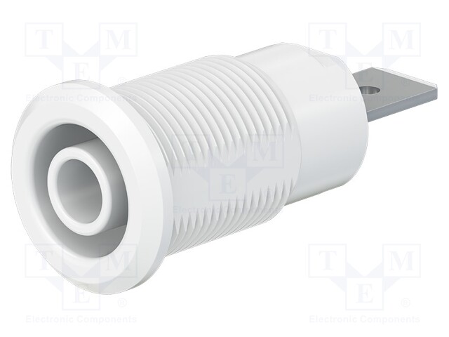 Socket; 4mm banana; 32A; 1kV; Cutout: Ø12.2mm; white; nickel plated