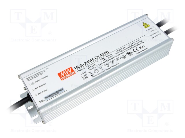 Power supply: switched-mode; LED; 250W; 89÷179VDC; 1400mA; IP67