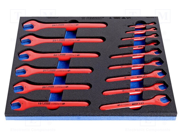 Wrenches set; insulated,single sided,spanner; 15pcs.