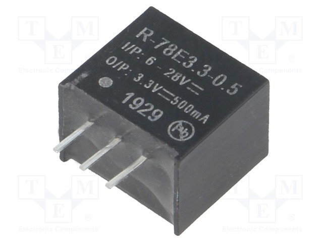 Converter: DC/DC; 1.65W; Uin: 6÷28V; Uout: 3.3VDC; Iout: 500mA; SIP3