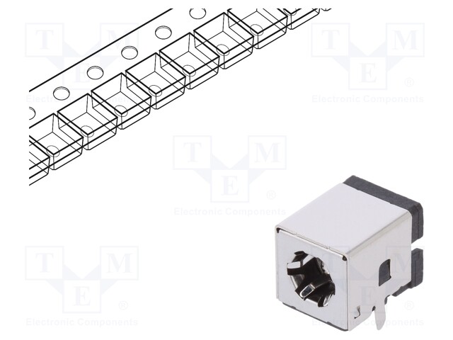 Socket; DC supply; male; 5,5/2,1mm; 5.5mm; 2.1mm; shielded; THT