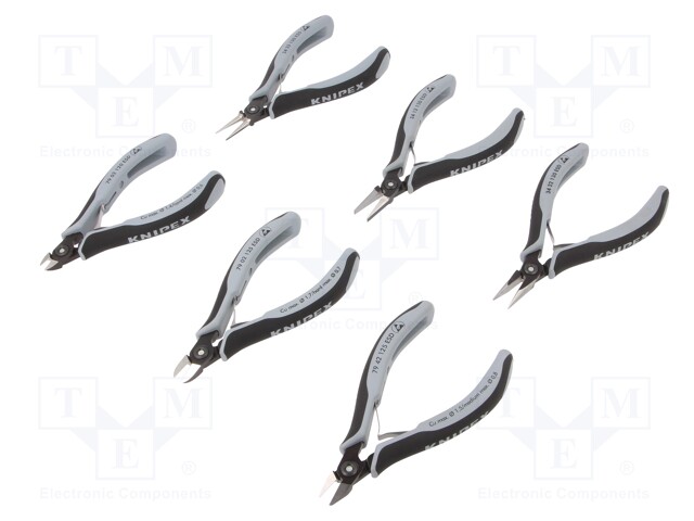 Pliers; Pcs: 6; cutting,round,precision,half-rounded nose; ESD