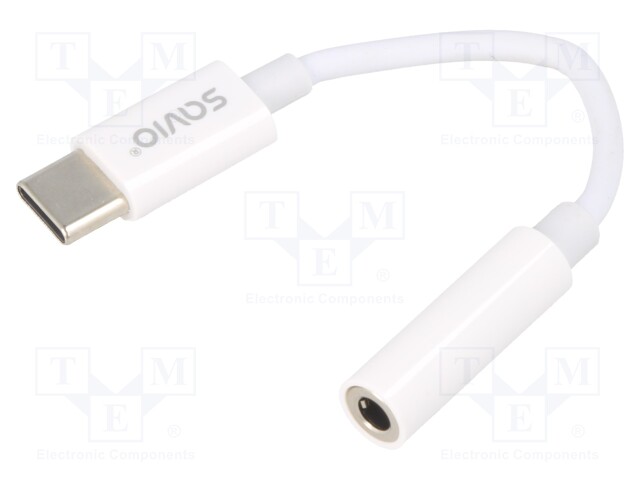 Cable; USB 3.1; Jack 3.5mm socket,USB C plug; 0.11m; white