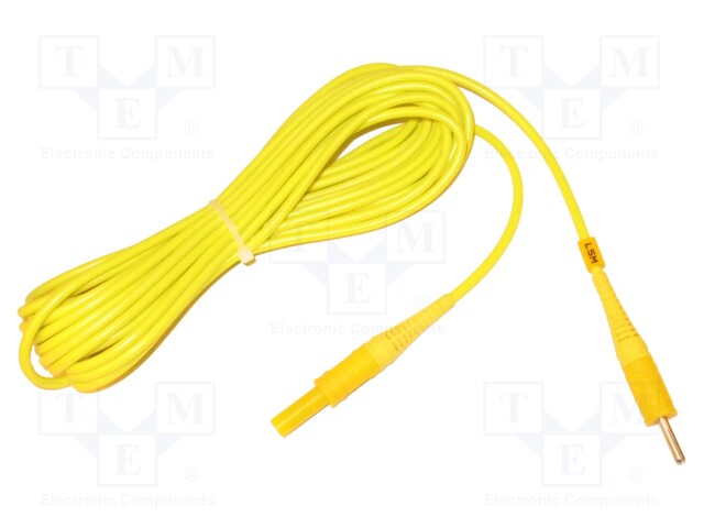 Test lead; banana plug 4mm,both sides; Len: 5m; yellow