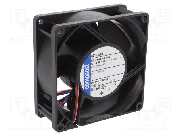 Fan: DC; axial; 92x92x38mm; 128.4m3/h; 51dBA; ball bearing; 6000rpm