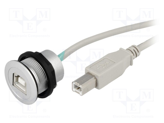 USB socket; 22mm; har-port; -25÷70°C; Ø22.3mm; IP20; Colour: silver