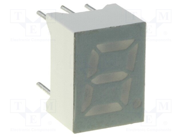 Display: LED; 7-segment; 7mm; 0.28"; No.char: 1; red; 1÷1.8mcd; anode