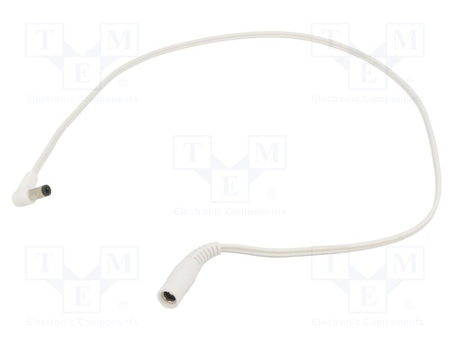 Cable; DC 5,5/2,1 socket,DC 5,5/2,5 plug; angled; 0.5mm2; white