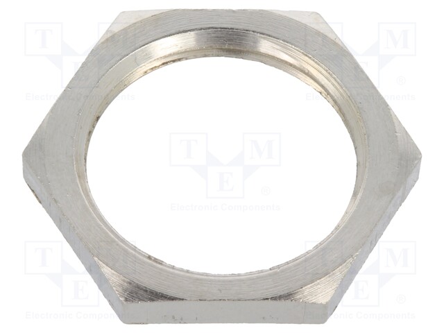 Nut; M20; brass; nickel; 24mm; Thread: metric; Pitch: 1,5