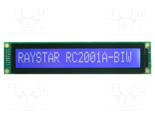 Display: LCD; alphanumeric; STN Negative; 20x1; blue; LED; PIN: 16