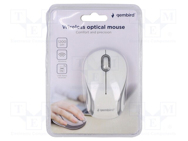 Optical mouse; white,black; USB A; wireless; No.of butt: 3; 10m