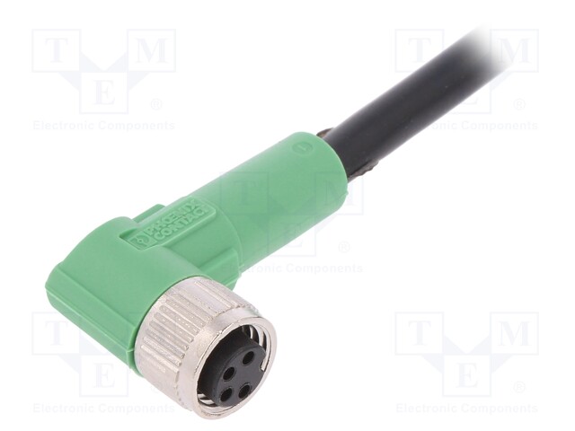 Connection lead; M8; PIN: 4; angled; 5m; plug; 30VAC; 4A; -25÷90°C