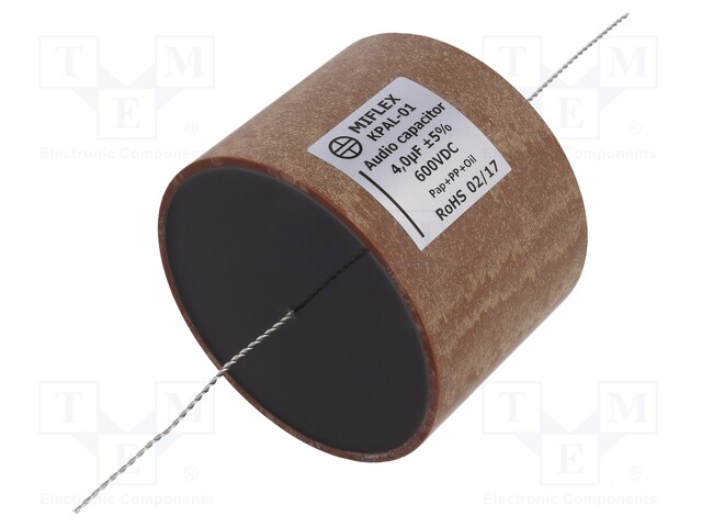 Capacitor: aluminum-polypropylene-paper; 4uF; 600VDC; ±5%; 0.004