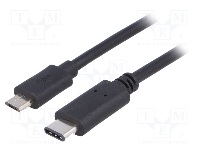 Cable; USB 2.0; USB B micro plug,USB C plug; nickel plated; 1m