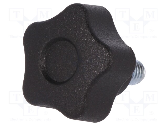 Knob; Dia: 25mm; M6; 10mm; H: 19mm; technopolymer (PA); black