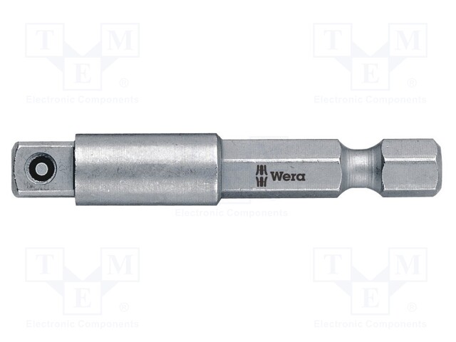 Adapter; Overall len: 50mm; Mounting: 1/4" (C6,3mm),1/4" square