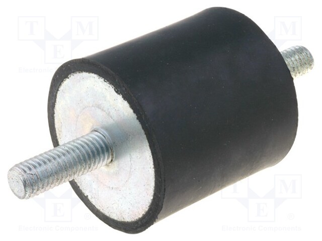 Vibration damper; M8; Ø: 40mm; rubber; L: 40mm; Thread len: 23mm