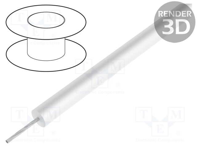 Wire; VW-1; stranded; Cu; silicone; white; -40÷200°C; 60kV; 30,5m