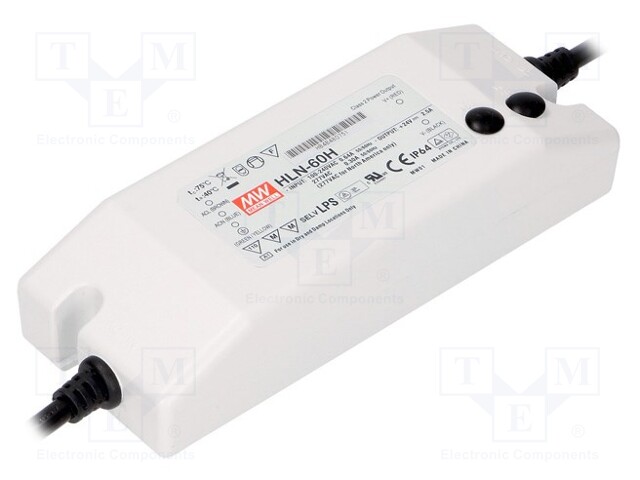 Power supply: switched-mode; LED; 62.4W; 48VDC; 44÷53VDC; IP64