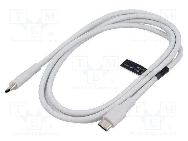 Cable; USB 2.0; USB C plug,both sides; nickel plated; 1.5m; white