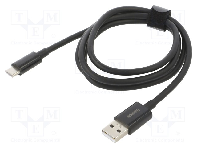 Cable; USB A socket,USB C plug; 1m; black; 65W