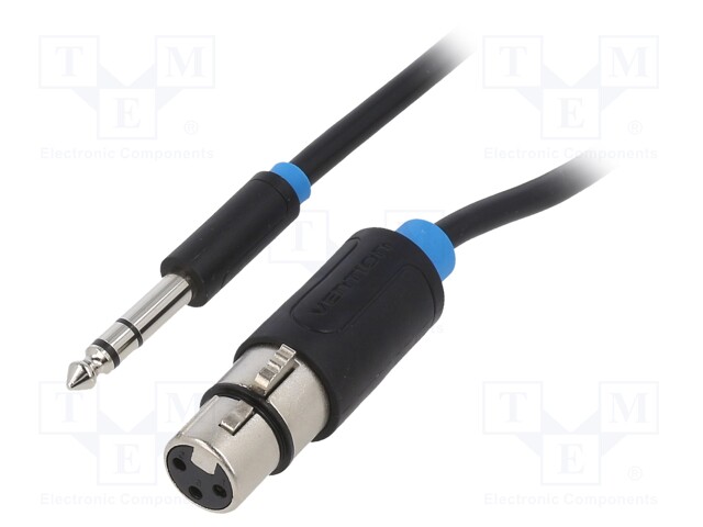 Cable; Jack 6.5mm plug; 2m; Plating: nickel plated; black