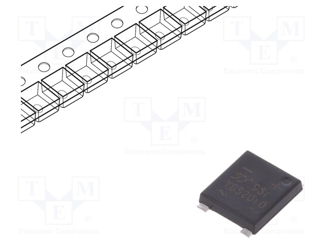 Single-phase bridge rectifier; Urmax: 1kV; If: 2A; Ifsm: 75A; YBS