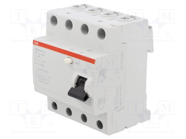 RCD breaker; Inom: 63A; Ires: 300mA; Max surge current: 250A; IP20