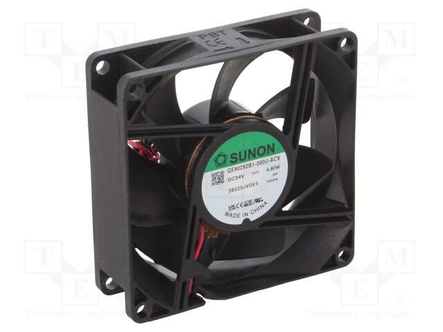 Fan: DC; axial; 24VDC; 80x80x25mm; 101.9m3/h; 47.5dBA; ball bearing