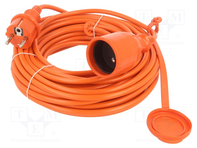 Extension lead; Sockets: 1; PVC; orange; 3x1mm2; 15m; 10A; STANDARD