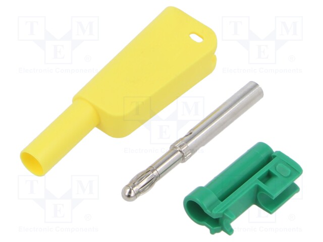 4mm banana; 32A; 1kV; yellow-green; nickel plated