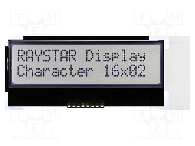 Display: LCD; alphanumeric; COG,STN Positive; 16x2; gray; LED