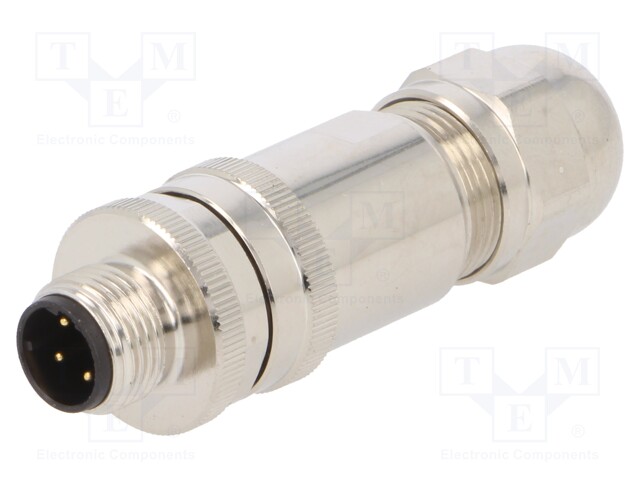 Plug; M12; PIN: 4; male; D code-Ethernet; for cable; screw terminal