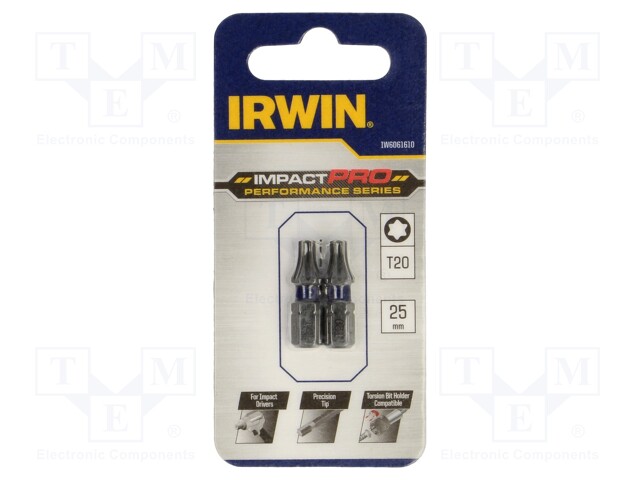 Screwdriver bit; Torx®; TX20; Mounting: 1/4" (C6,3mm); 2pcs.