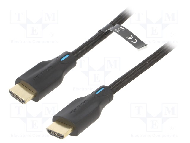 Cable; HDMI 2.1; HDMI plug,both sides; PVC; textile; Len: 1m; black