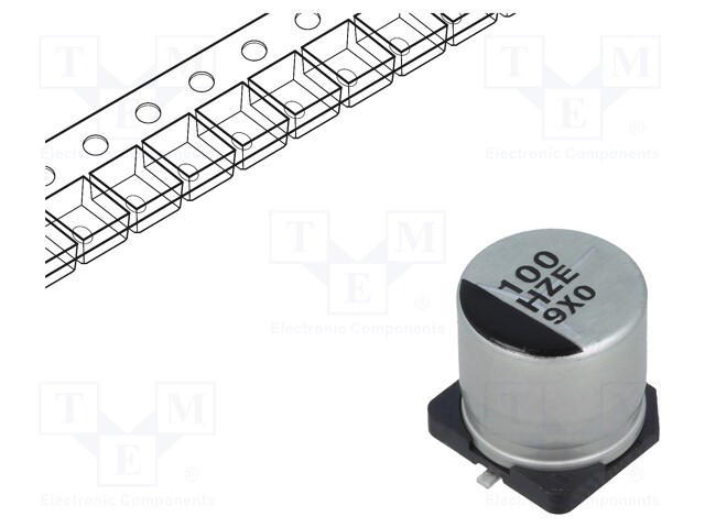 Capacitor: hybrid; 100uF; 50VDC; ESR: 28mΩ; ZE; SMD; ±20%; -55÷125°C