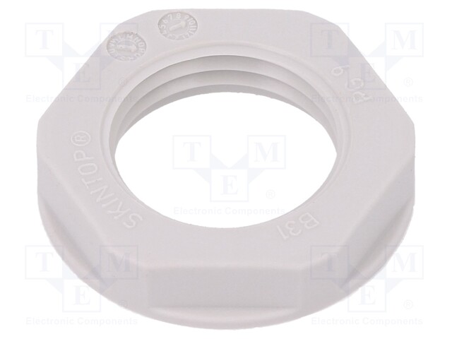 Nut; PG9; polyamide; UL94V-2; 22mm; light grey; -20÷100°C