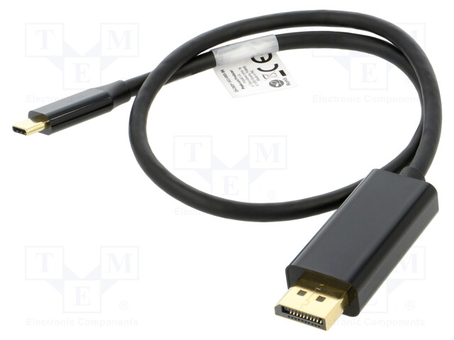 Adapter cable; DisplayPort 1.2,USB 3.2; gold-plated; 0.5m; black