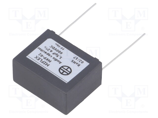 Capacitor: polypropylene; 1.5uF; 600VDC; 27.5mm; ±2%; -25÷85°C