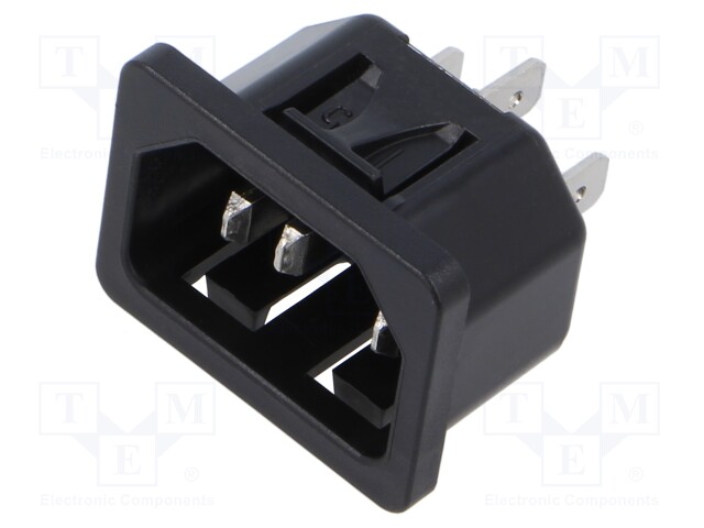 Connector: AC supply; socket; male; 10A; 250VAC; IEC 60320; C14 (E)