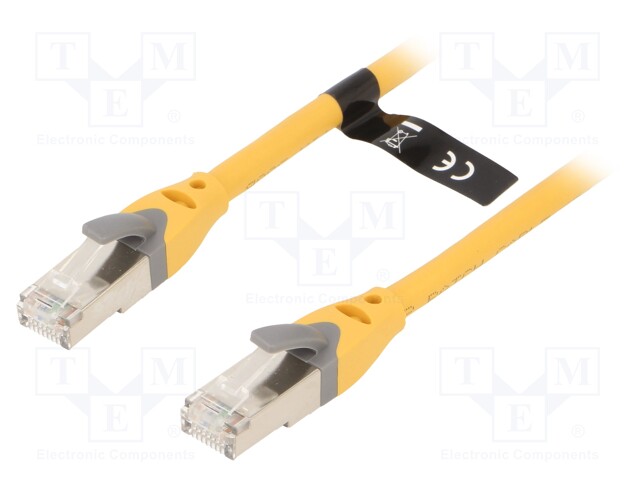 Patch cord; U/FTP; 6a; OFC; PVC; yellow; 1.5m; RJ45 plug,both sides