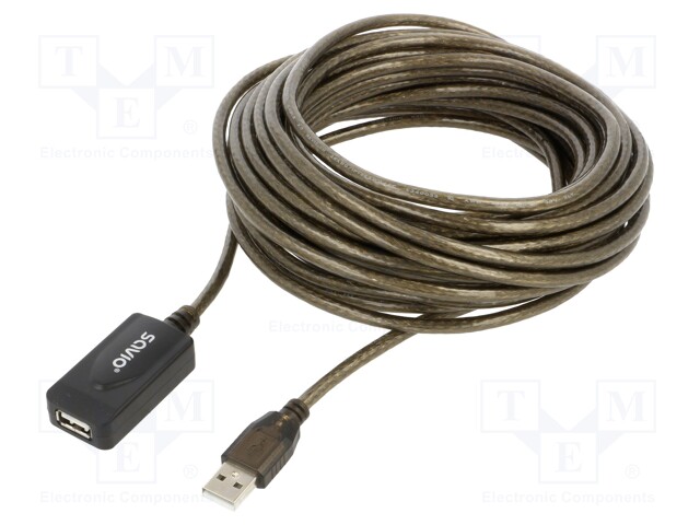 Cable; USB 2.0; USB A socket,USB A plug; 10m; black; 26AWG,28AWG