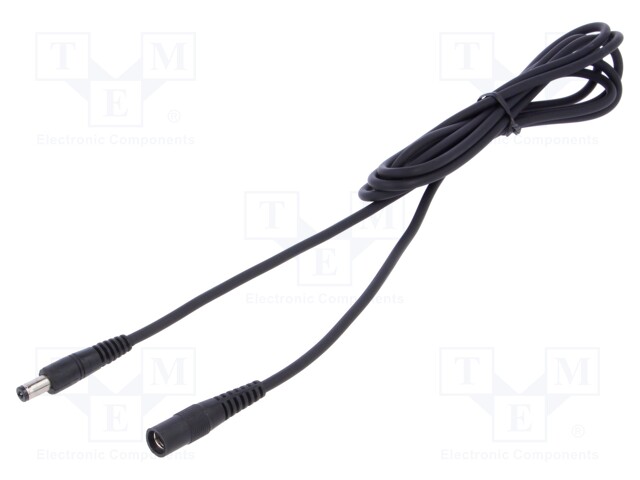 Cable; DC 5,5/2,1 plug,DC 5,5/2,1 socket; straight; 1mm2; black