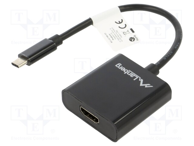 Adapter cable; USB 3.1; HDMI socket,USB C plug; nickel plated