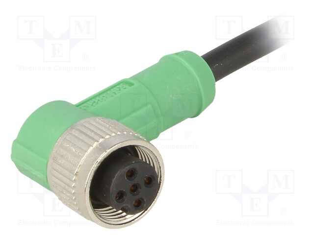 Connection lead; M12; PIN: 5; angled; 3m; plug; 60VAC; 4A; -25÷90°C