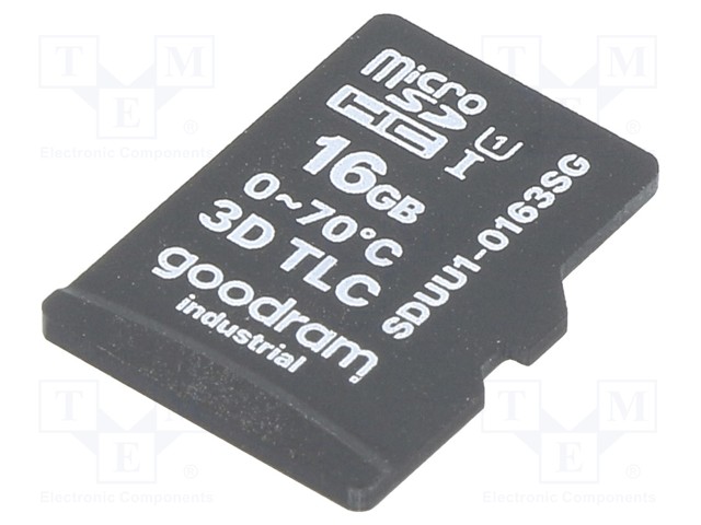 Memory card; industrial; 3D TLC,pSLC; 16GB; UHS I U1; 0÷70°C