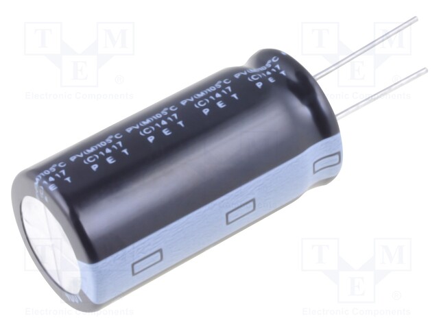 Capacitor: electrolytic; THT; 100uF; 400VDC; Ø18x36mm; Pitch: 7.5mm