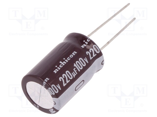 Capacitor: electrolytic; low impedance; THT; 220uF; 100VDC; ±20%