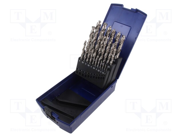 Drill set; for metal; high speed steel grounded HSS-G; 25pcs.